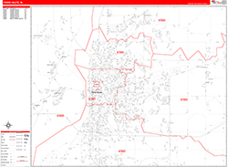 Terre Haute Wall Map Zip Code Red Line Style 2026